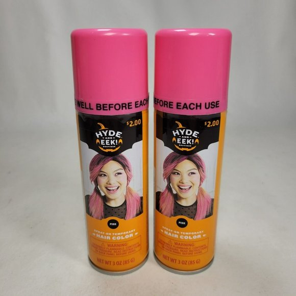 Hyde and EEK! Boutique 2-Pack Halloween PINK 3oz Spray on Temporary Hair Color - Picture 1 of 4